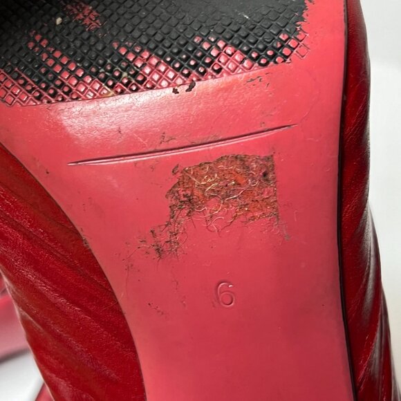 Jeffrey Campbell Knife Ankle Boots Size 6 Red Leather Western Snakeskin Bootie - Picture 14 of 16